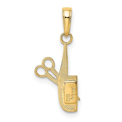 10K Yellow Gold 10K Comb And Scissors Charm