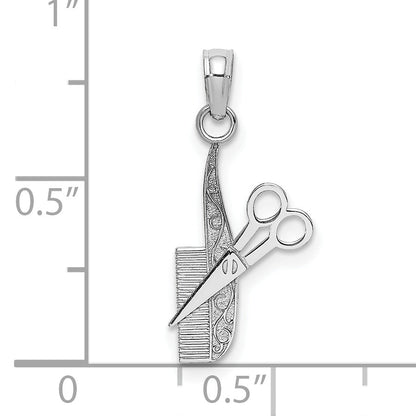 10K White Gold Comb And Scissors Charm