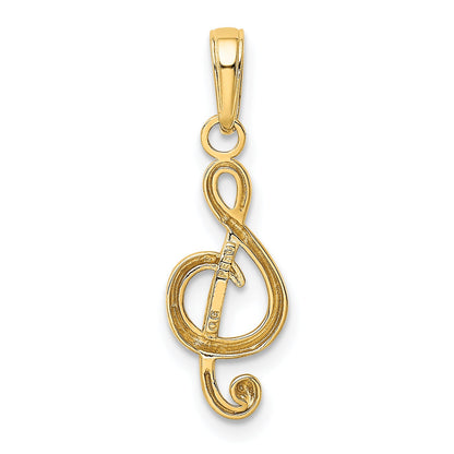 10K Yellow Gold Treble Clef Pendant