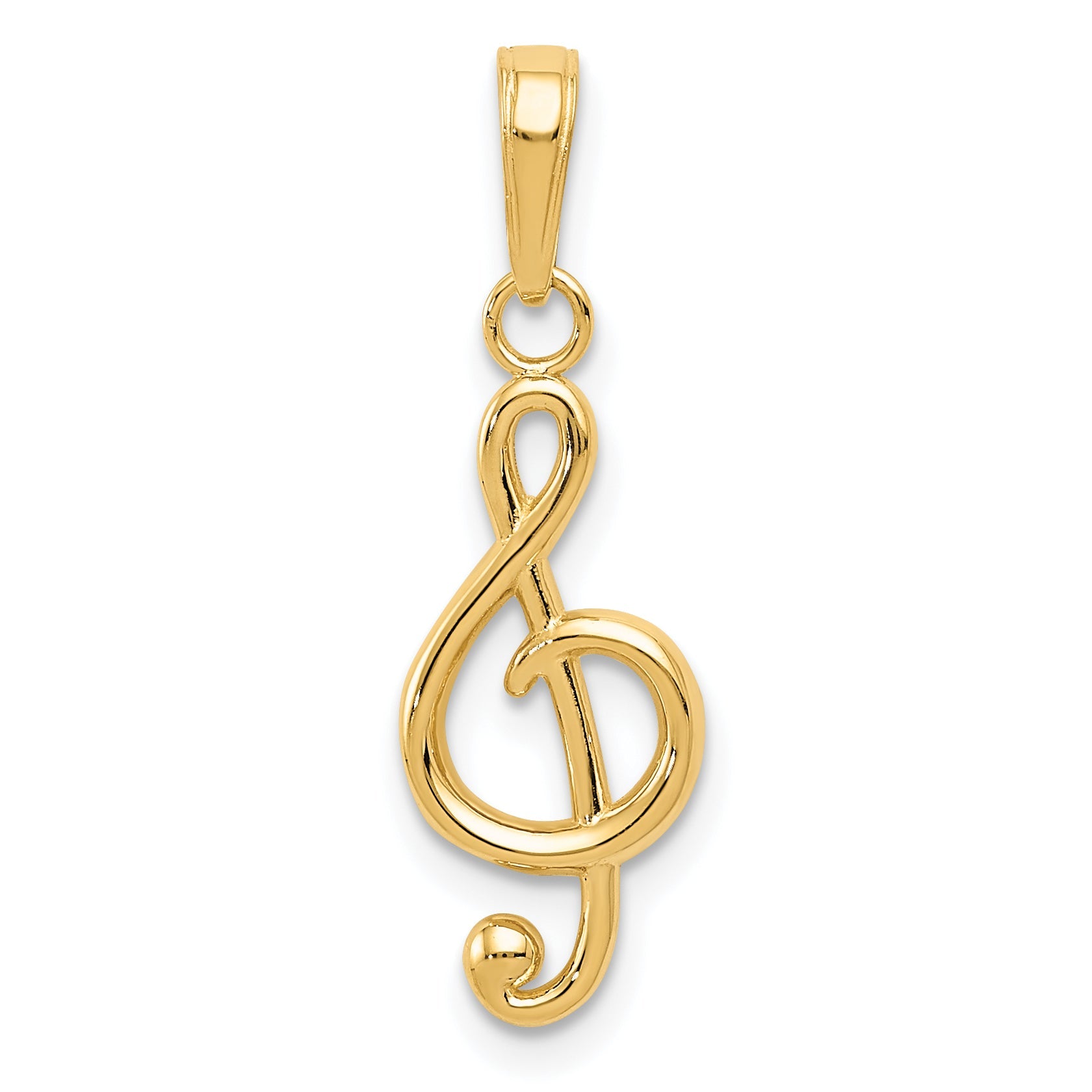10K Yellow Gold Treble Clef Pendant