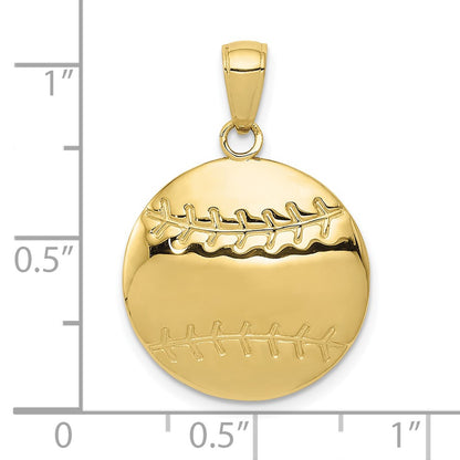 10K Yellow Gold 10K Diamond-Cut Baseball Charm