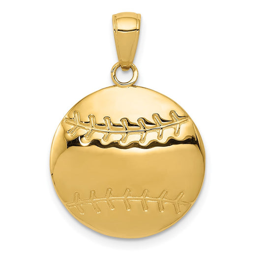 10K Yellow Gold 10K Diamond-Cut Baseball Charm