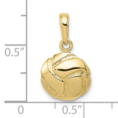 10K Yellow Gold 10K Solid Satin Diamond -Cut Volleyball Charm