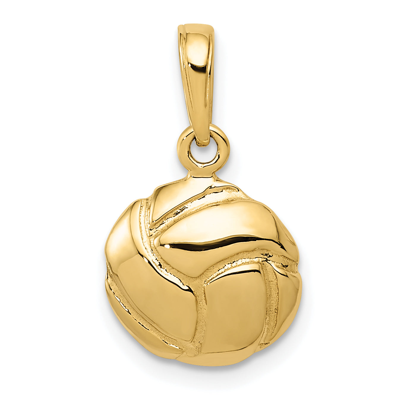 10K Yellow Gold 10K Solid Satin Diamond -Cut Volleyball Charm