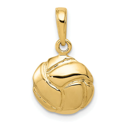 10K Yellow Gold 10K Solid Satin Diamond -Cut Volleyball Charm
