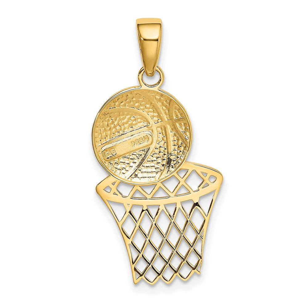 10K Yellow Gold 10K Basketball And Net Pendant