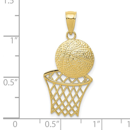 10K Yellow Gold 10K Basketball And Net Pendant