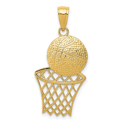 10K Yellow Gold 10K Basketball And Net Pendant