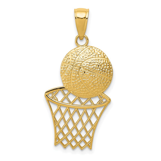10K Yellow Gold 10K Basketball And Net Pendant