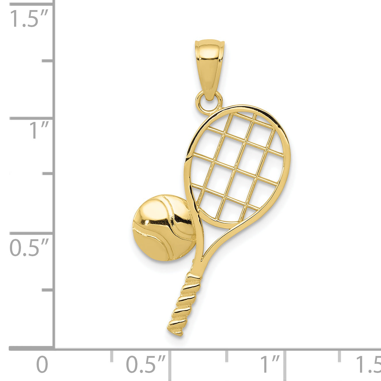 10K Yellow Gold Diamond-Cut Tennis Racquet Charm