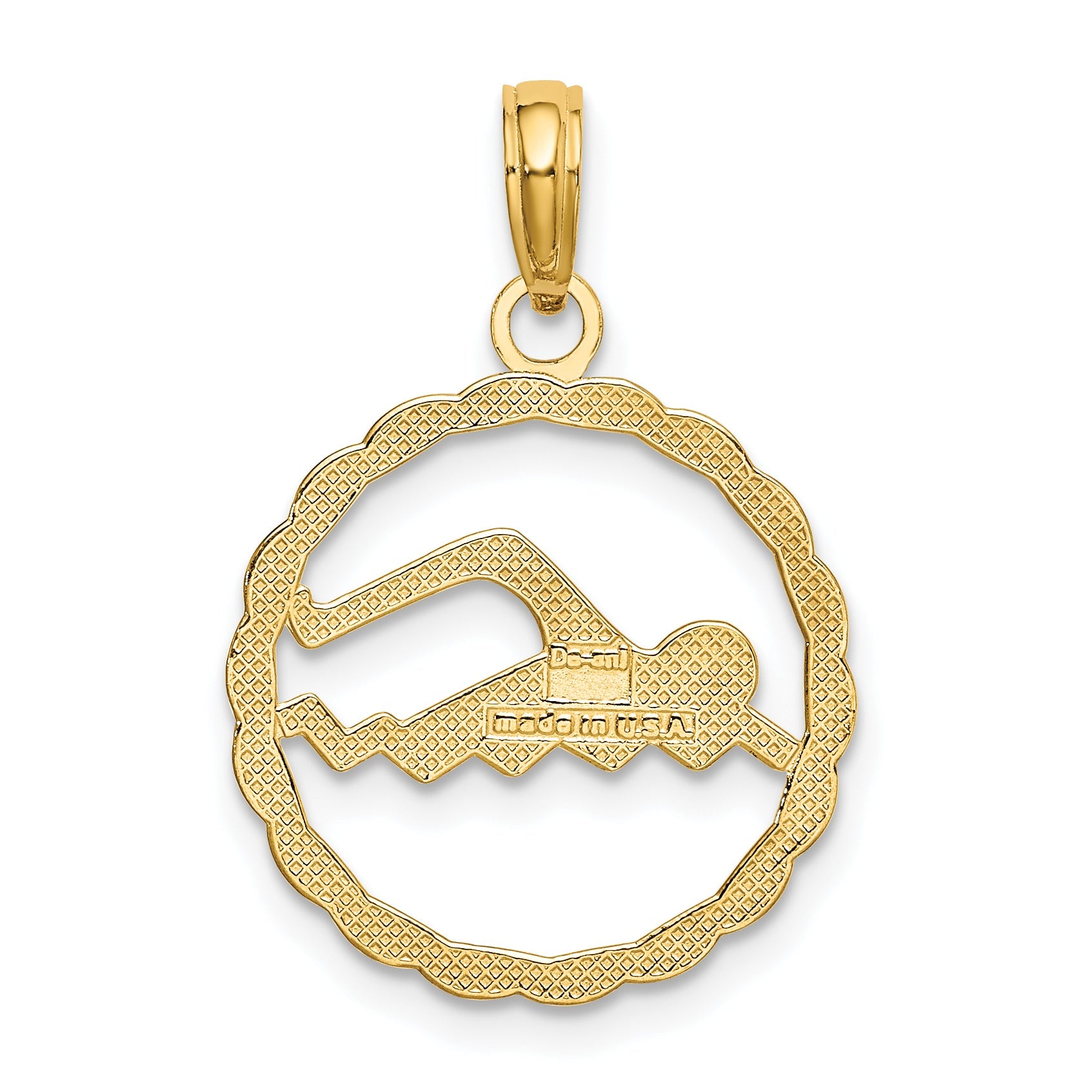 10K Yellow Gold Swimming Inside Frame Pendant