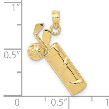 10K Yellow Gold Polished Golf Bag Charm