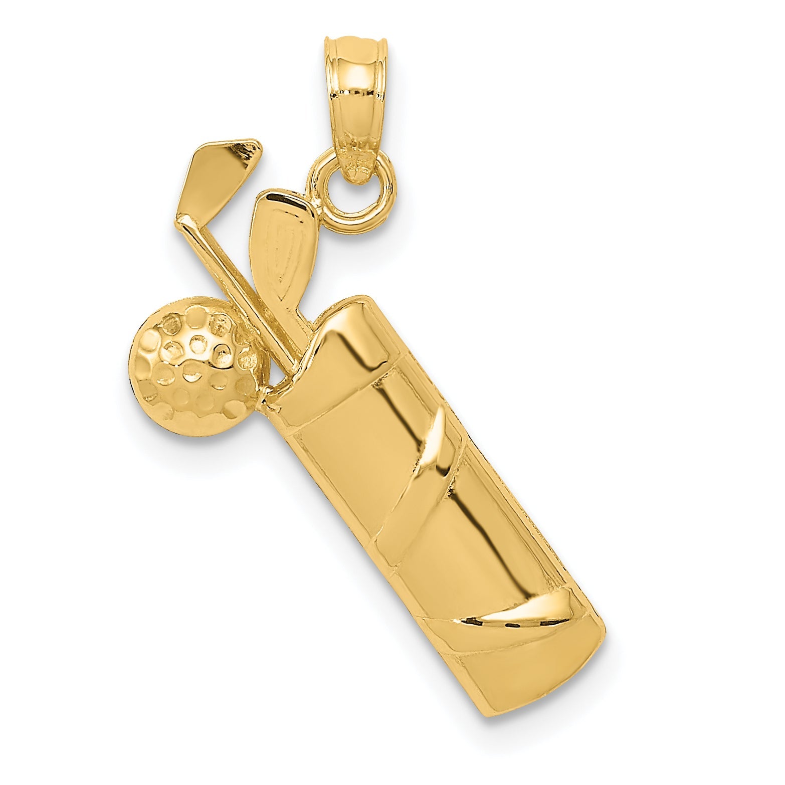 10K Yellow Gold Polished Golf Bag Charm