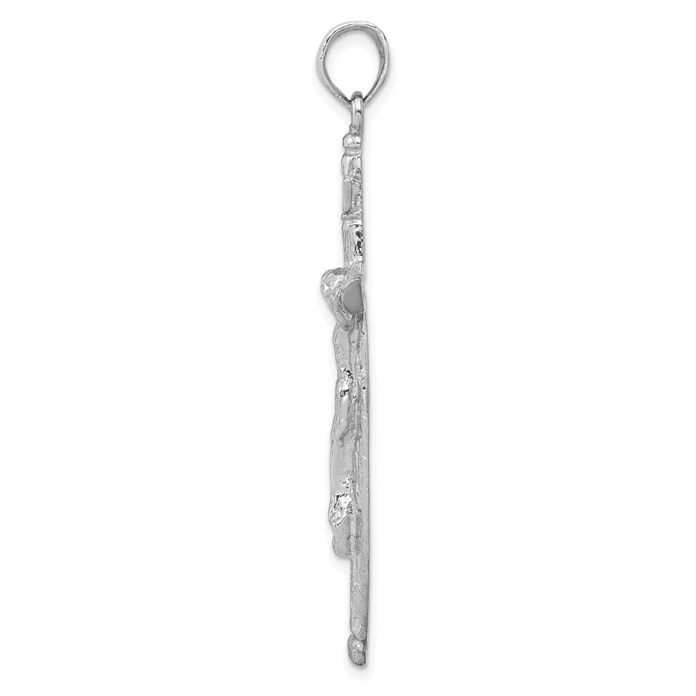 10K White Gold Inri Crucifix Pendant