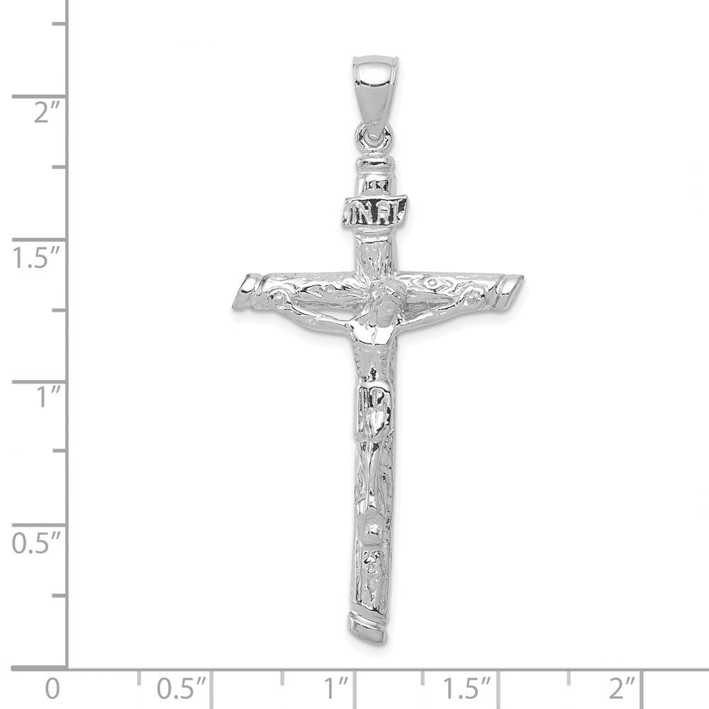 10K White Gold Inri Crucifix Pendant