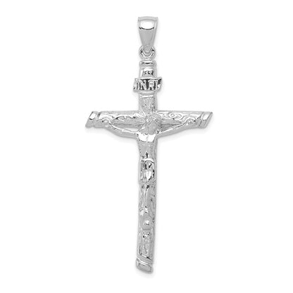 10K White Gold Inri Crucifix Pendant