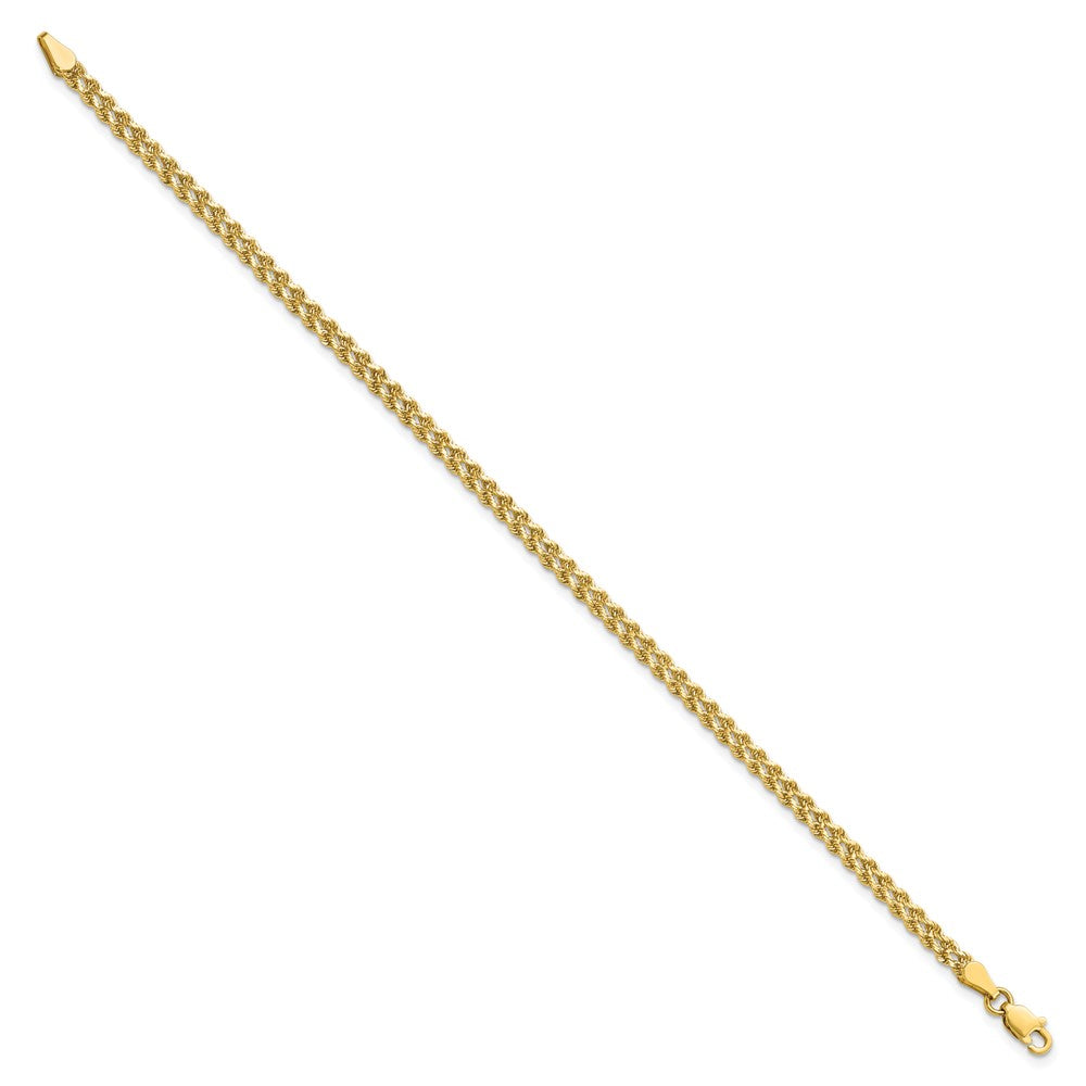 10K Yellow Gold 3.0mm Wide Diamond Cut Double Rope Bracelet