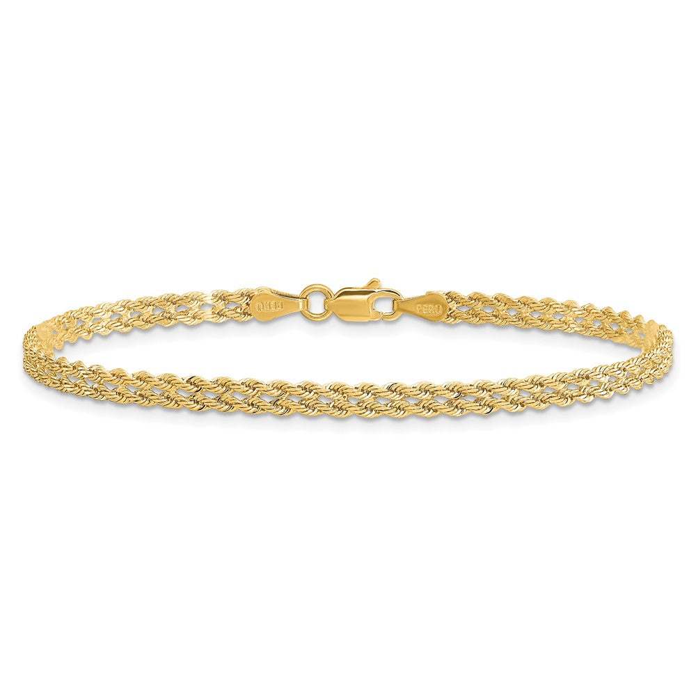 10K Yellow Gold 3.0mm Wide Diamond Cut Double Rope Bracelet