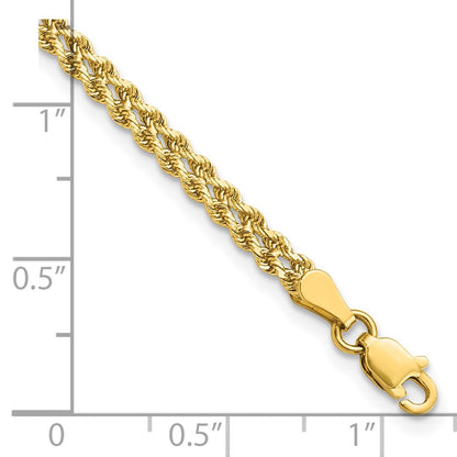 10K Yellow Gold 3.0mm Wide Diamond Cut Double Rope Bracelet