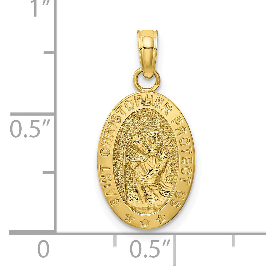 10K Yellow Gold Saint Christopher Medal Pendant