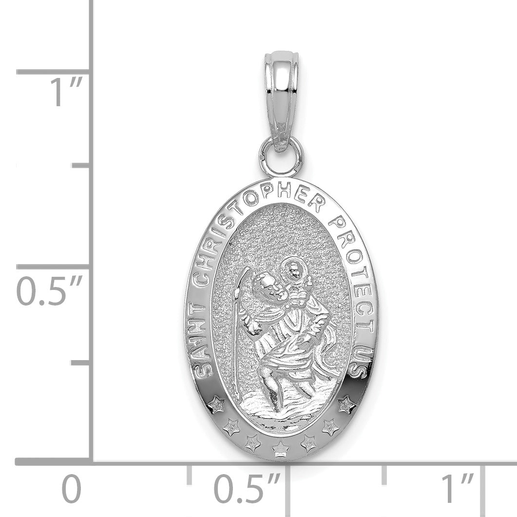 10K White Gold Saint Christopher Medal Pendant