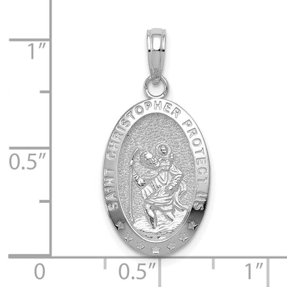10K White Gold Saint Christopher Medal Pendant