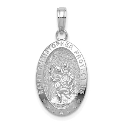 10K White Gold Saint Christopher Medal Pendant
