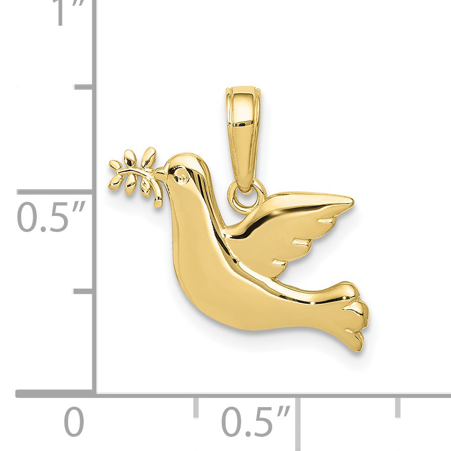 10K Yellow Gold Polished Dove Charm