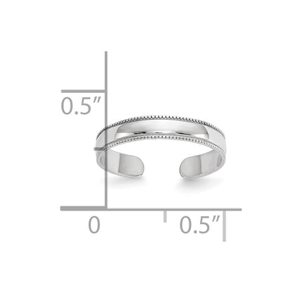 10K White Gold Mill Grain Adjustable Toe Ring