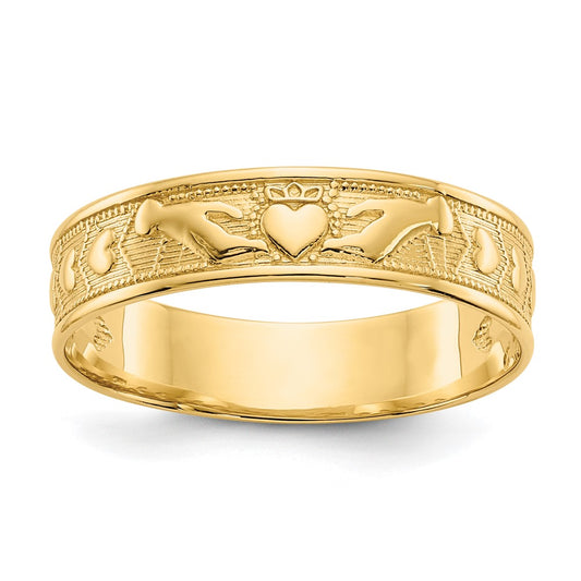 10K Yellow Gold 10K Polished Claddagh Band