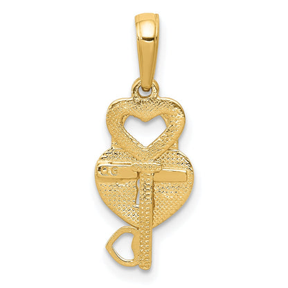 10K Yellow Gold 10K Polished Heart Key And Lock Charm