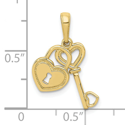 10K Yellow Gold 10K Polished Heart Key And Lock Charm