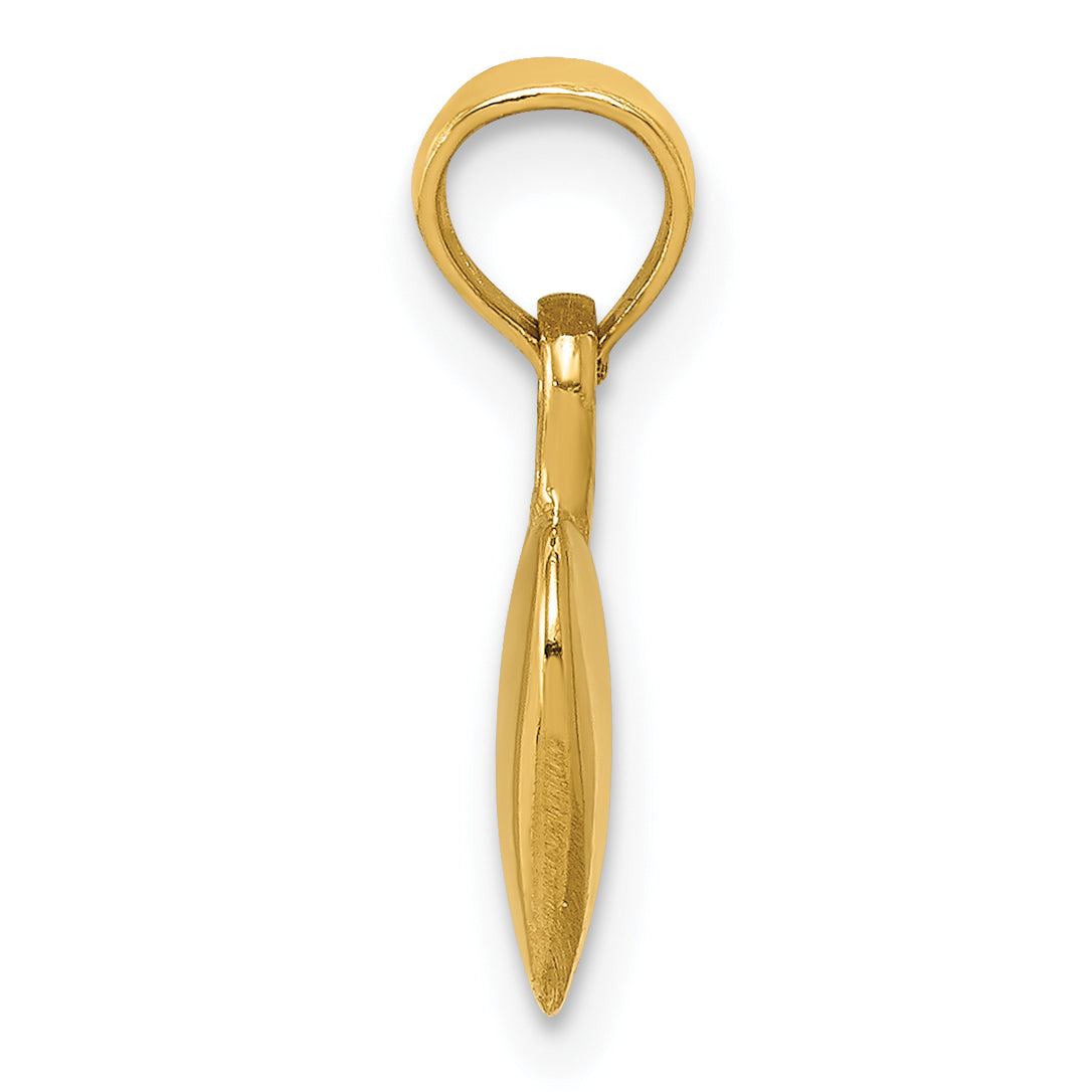 10K Yellow Gold 10K Polished Solid 3D Heart Pendant