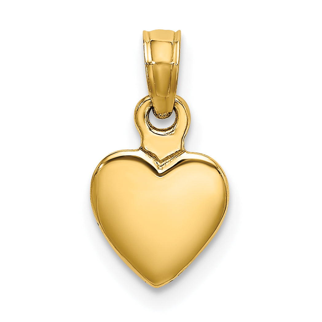 10K Yellow Gold 10K Polished Solid 3D Heart Pendant