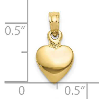 10K Yellow Gold 10K Polished Solid 3D Heart Pendant
