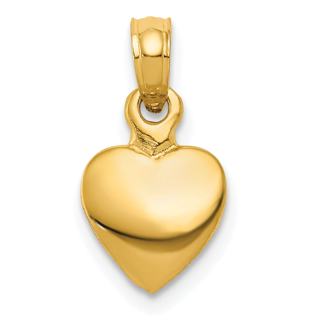 10K Yellow Gold 10K Polished Solid 3D Heart Pendant