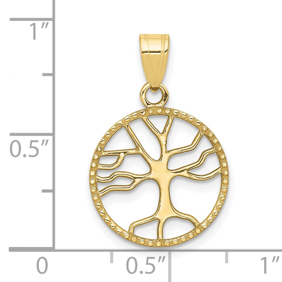 10K Yellow Gold 10K Polished Small Tree Of Life In Round Pendant