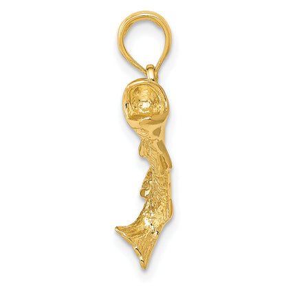 10K Yellow Gold 10K Polished & Textured Bass Fish Pendant