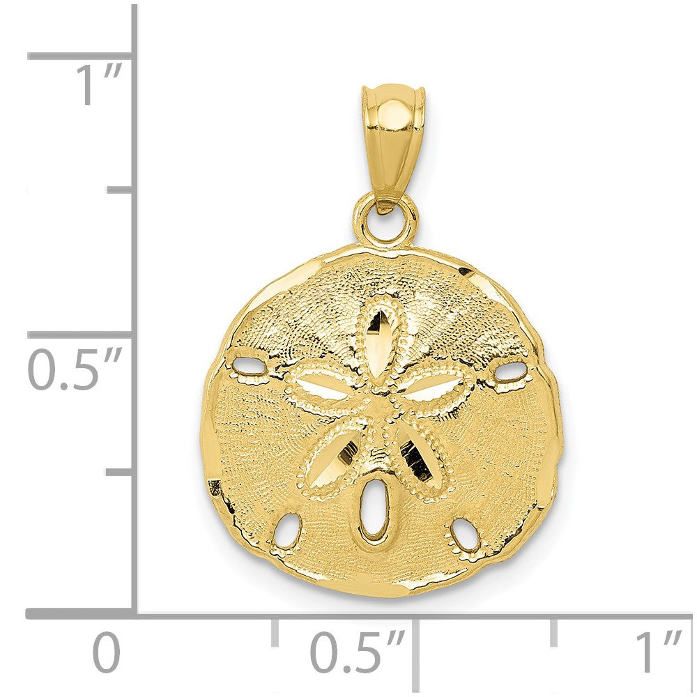 10K Yellow Gold Polished Large Sand Dollar Pendant