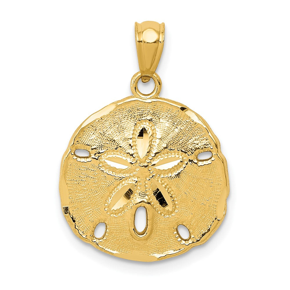 10K Yellow Gold Polished Large Sand Dollar Pendant
