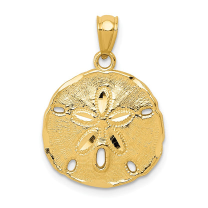 10K Yellow Gold Polished Large Sand Dollar Pendant