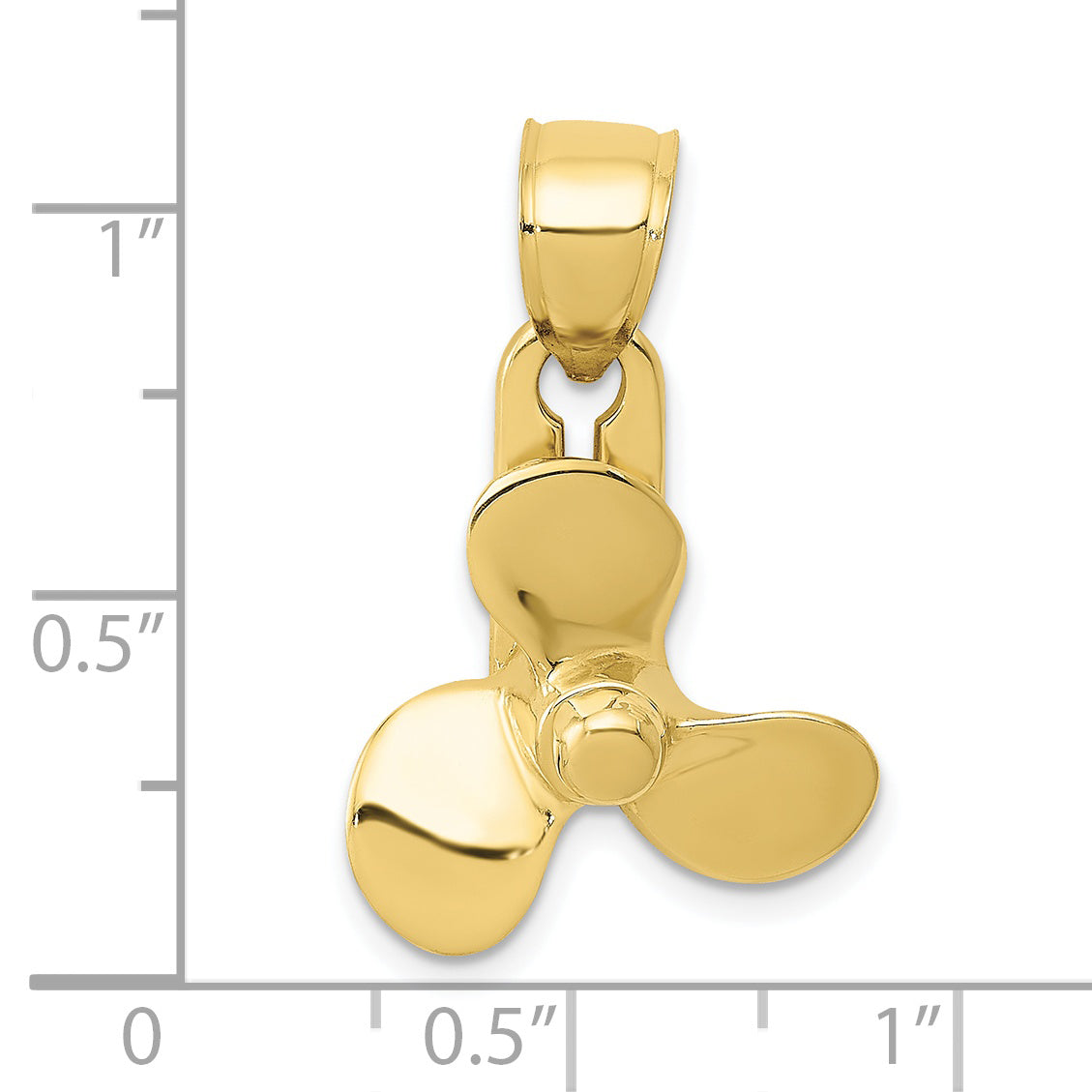 10K Yellow Gold 3-D Moveable Blade Propeller Pendant
