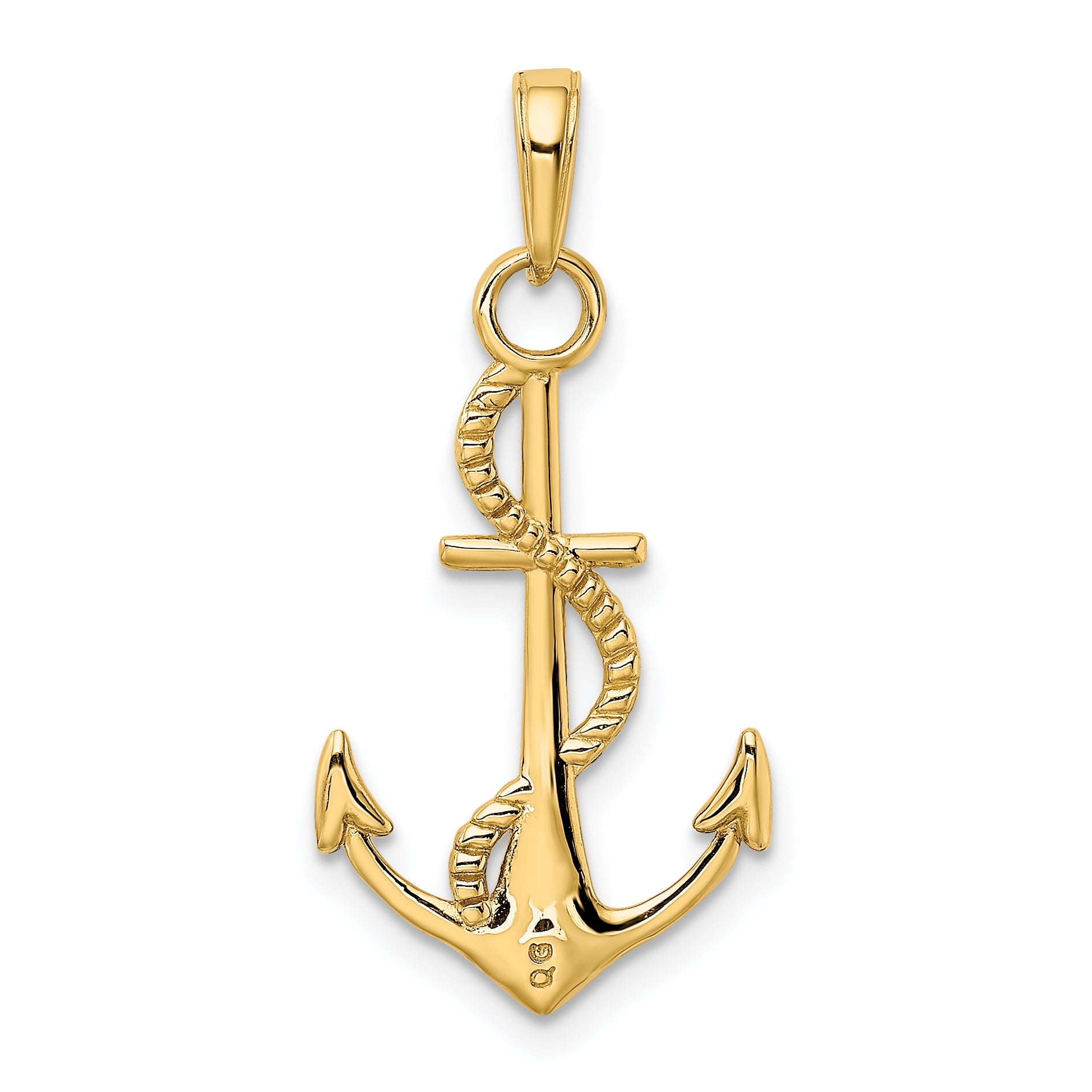 10K Yellow Gold 10K Polished Anchor W/Rope Pendant
