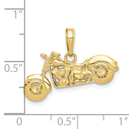 10K Yellow Gold 10K Polished Textured 3-D Motorcycle Pendant