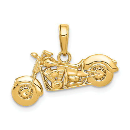 10K Yellow Gold 10K Polished Textured 3-D Motorcycle Pendant