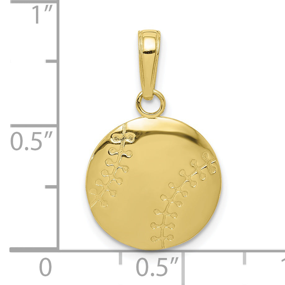 10K Yellow Gold 10K Polished Baseball Closed Back Pendant