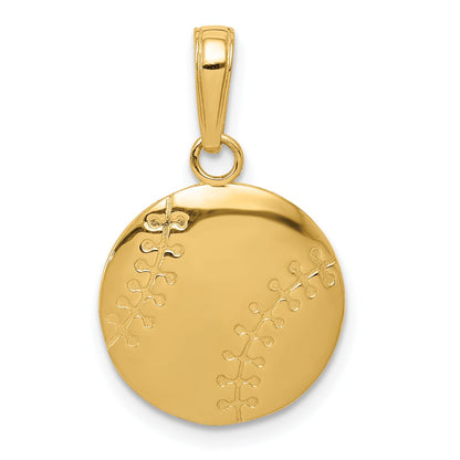 10K Yellow Gold 10K Polished Baseball Closed Back Pendant