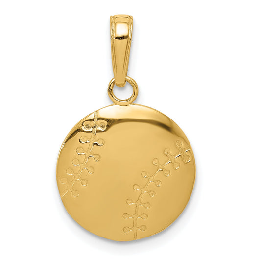 10K Yellow Gold 10K Polished Baseball Closed Back Pendant