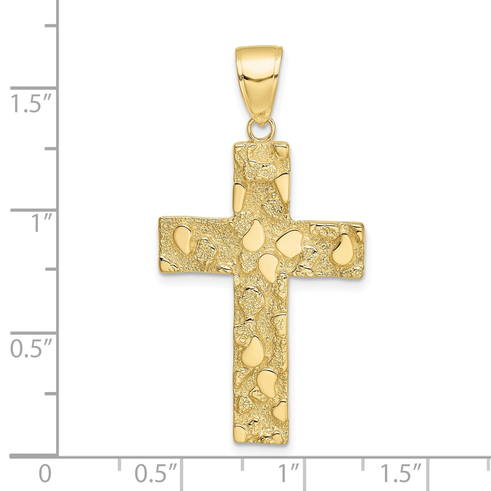 10K Yellow Gold 10K Polished Textured Nugget Style Cross Pendant