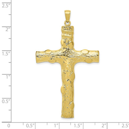 10K Yellow Gold Large Textured Cross Pendant